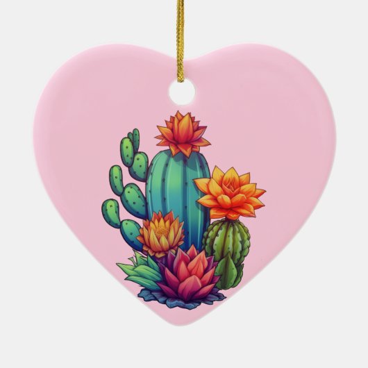  bloeiende cactus keramisch ornament (Achterkant)