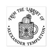 Bloeiende Cactus Koffiekop #1P Bibliotheek Boeknaa Zelfinktende Stempel (Design)