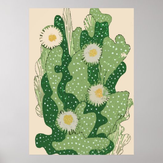 Bloeiende Cactus Kunst Poster (Voorkant)