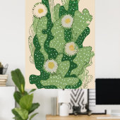 Bloeiende Cactus Kunst Poster (Thuiskantoor)