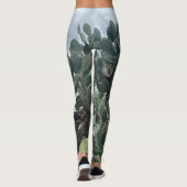 Bloeiende Cactus Mode Leggings groen blauw (Achterkant)