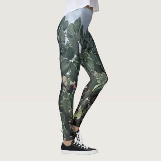 Bloeiende Cactus Mode Leggings groen blauw (Rechts)