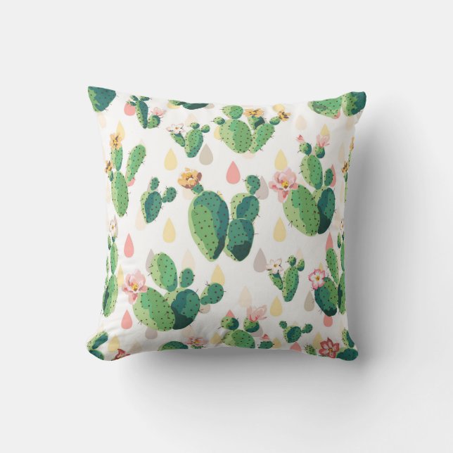 Bloeiende Cactus Op Witte Achtergrond Kussen (Voorkant)