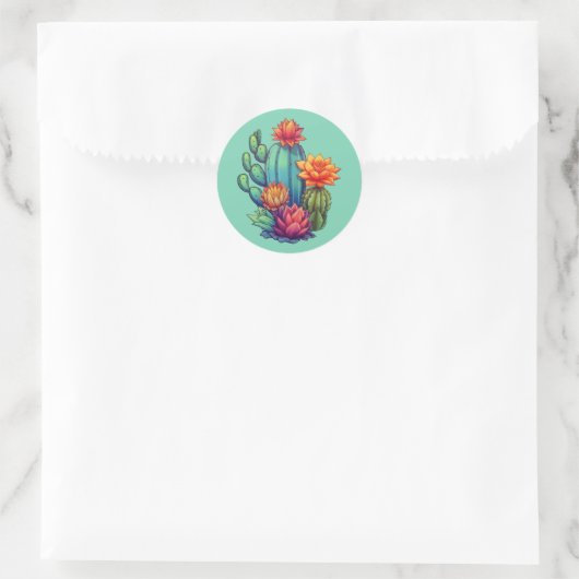  bloeiende cactus ronde sticker (Tas)