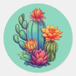  bloeiende cactus ronde sticker
