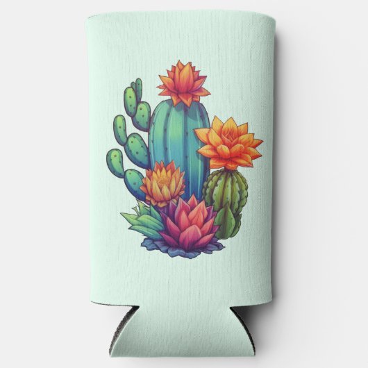  bloeiende cactus seltzer blikjeskoeler (Voorkant)
