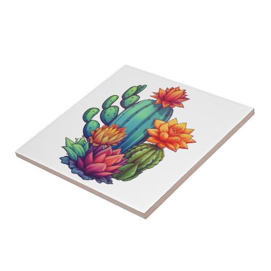 bloeiende cactus tegeltje (Zijkant)