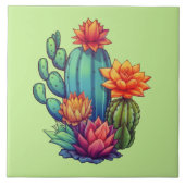  bloeiende cactus tegeltje (Voorkant)