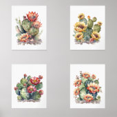 Bloeiende Cactus Waterverf Muurkunst Sets (Voorkant)