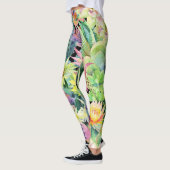 Bloeiende cactus, waterverf naadloos patroon. leggings (Links)