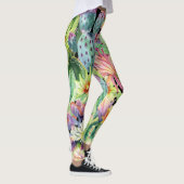 Bloeiende cactus, waterverf naadloos patroon. leggings (Rechts)