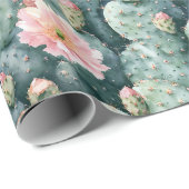 Bloeiende Cactus Zuidwestwoestijncactussen Cadeaupapier (Rol Hoek)