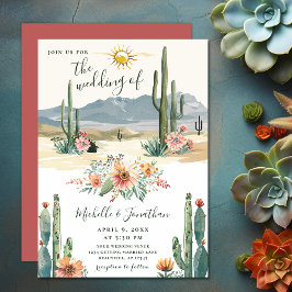  bloeiende cactussen | Cactus Desert Bruiloft Kaart