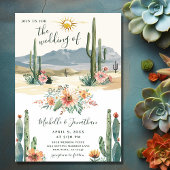 bloeiende cactussen | Cactus Desert Bruiloft Kaart