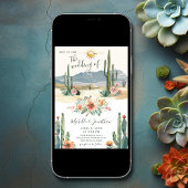 bloeiende cactussen | Cactus Desert Bruiloft Kaart