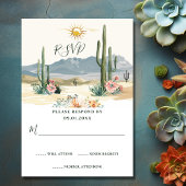 bloeiende cactussen | Cactus Desert Bruiloft RSVP Kaartje