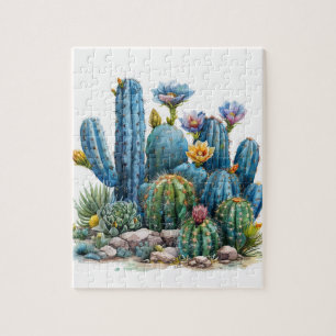 Bloeiende cactussen en vetplanten legpuzzel