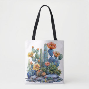 Bloeiende cactussen en vetplanten tote bag