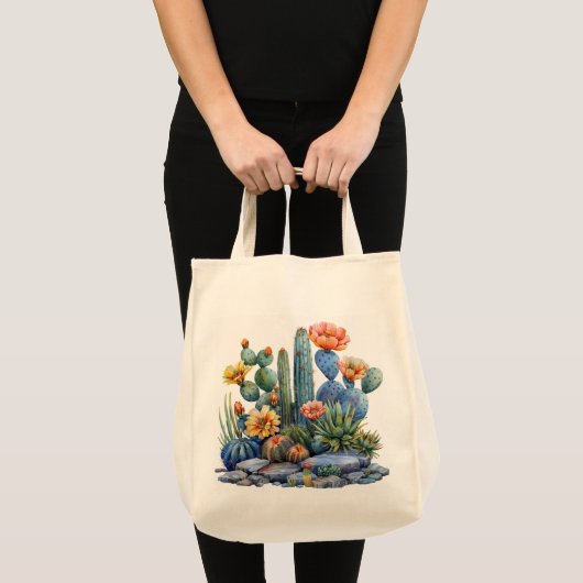 Bloeiende cactussen en vetplanten tote bag (Voorkant (product))