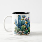 Bloeiende cactussen en vetplanten tweekleurige koffiemok (Links)