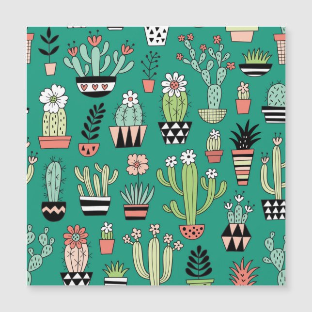 Bloeiende Cactussen Groene Achtergrond  (Voorkant)