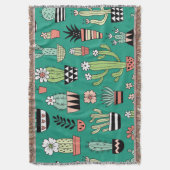 Bloeiende Cactussen Groene Achtergrond  Deken (Voorkant Verticaal)