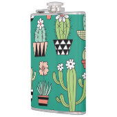 Bloeiende Cactussen Groene Achtergrond  Heupfles (Links)