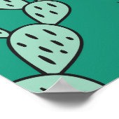 Bloeiende Cactussen Groene Achtergrond  Poster (Hoek)