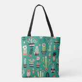 Bloeiende Cactussen Groene Achtergrond  Tote Bag (Achterkant)