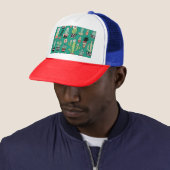 Bloeiende Cactussen Groene Achtergrond  Trucker Pet (In situ)