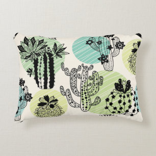 Bloeiende Cactussen: Hand-getrokken Naadloze Charm Accent Kussen