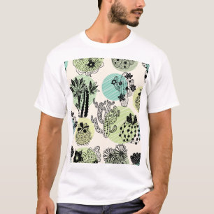 Bloeiende Cactussen: Hand-getrokken Naadloze Charm T-shirt