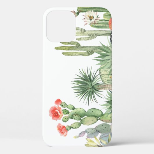 Bloeiende Cactussen Waterverf Rand Patroon Case-Mate iPhone Case (Achterkant)