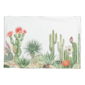 Bloeiende Cactussen Waterverf Rand Patroon Kussensloop (Achterkant)
