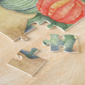 Bloeiende Cactussen Waterverf Rand Patroon Legpuzzel (Zijkant)