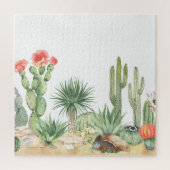 Bloeiende Cactussen Waterverf Rand Patroon Legpuzzel (Verticaal)