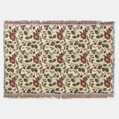 Bloeiende Camellia rood donkergroen Deken (Voorkant)