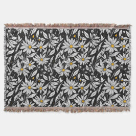 Bloeiende camomiles-Bloemen patroon 1 -Gooi Deken