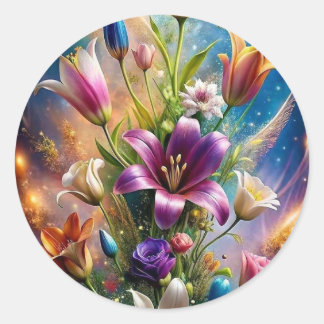 Bloeiende Charme – Bloemig Ontwerp Esthetische Sti Ronde Sticker