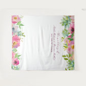 Bloeiende Chic Bloem Bruiloft Foto Booth Achtergro Wandkleed (Voorkant (horizontaal))