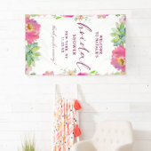 Bloeiende Chic Blush Floral Vrijgezellenfeest Welk Spandoek (Insitu)