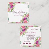 Bloeiende Chic Blush Roze Bloemen Ingelijste Vierk Vierkante Visitekaartje (Voorkant / Achterkant)