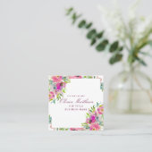 Bloeiende Chic Blush Roze Bloemen Ingelijste Vierk Vierkante Visitekaartje (Staand voorkant)