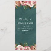 Bloeiende Chic Diep Turquoise Groene Bloemige Brui Menu (Achterkant)