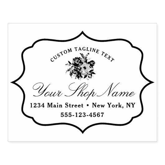 Bloeiende Chic Haakje Frame & Elegant Script Rubberstempel (Afrduk)