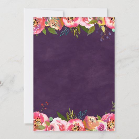 Bloeiende Chic Kleur Bewerkbare Trouw Uitnodiginge Kaart (Achterkant)