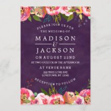 Bloeiende Chic Kleur Bewerkbare Trouw Uitnodiginge