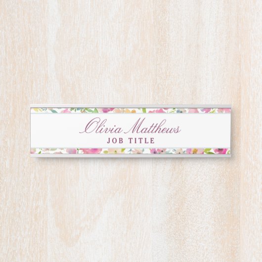 Bloeiende Chic Mint & Blush Bloemen Bedrijfsnaam Deurbordje (Voorkant)