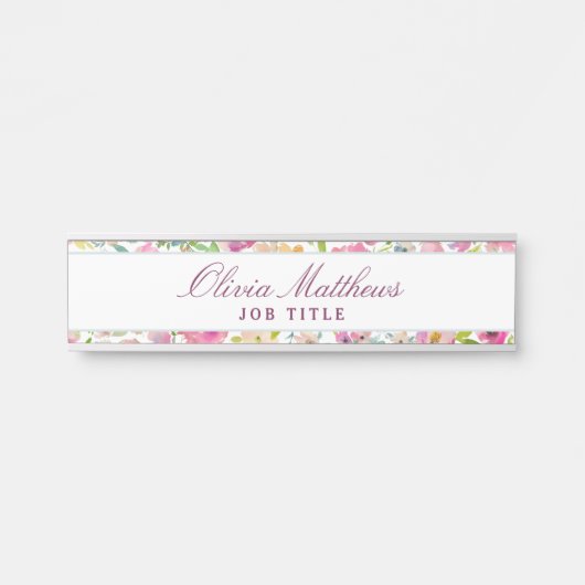 Bloeiende Chic Mint & Blush Bloemen Bedrijfsnaam Deurbordje (Voorkant)