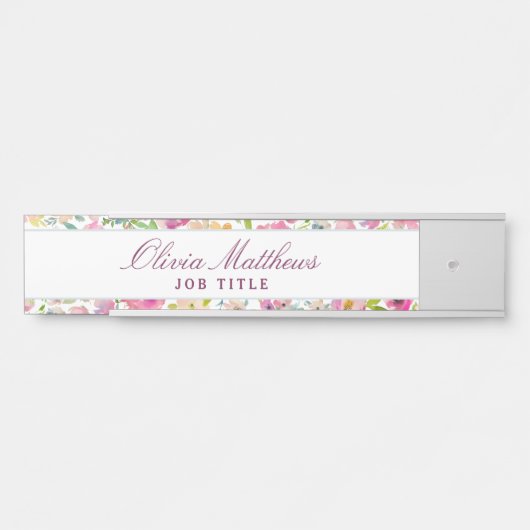 Bloeiende Chic Mint & Blush Bloemen Bedrijfsnaam Deurbordje (Voorkant)